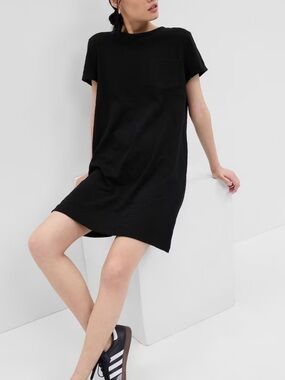 GAP Black Short Sleeve Midi T-Shirt Dress